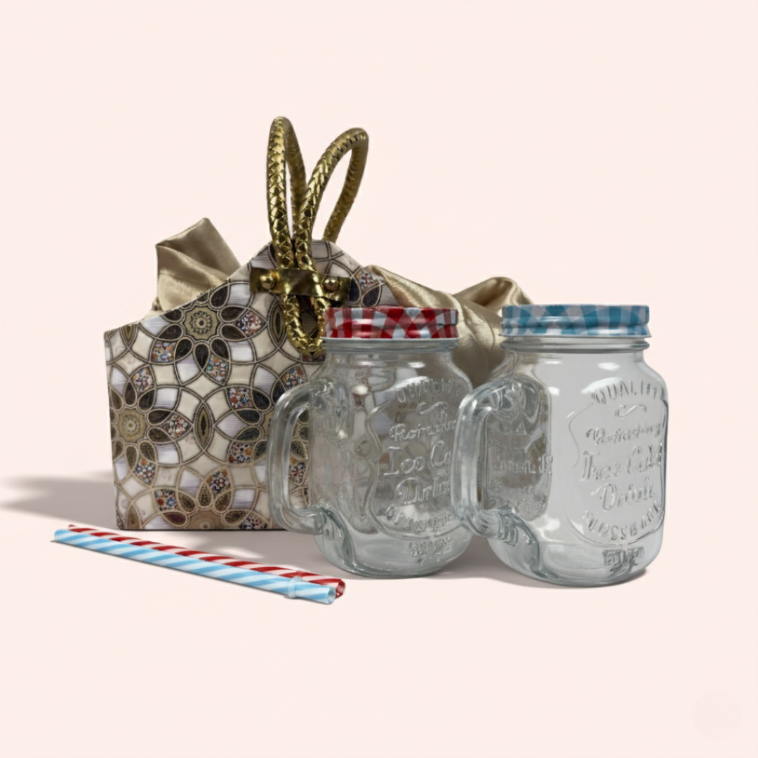 Mason Jar Set with Straw 2pc