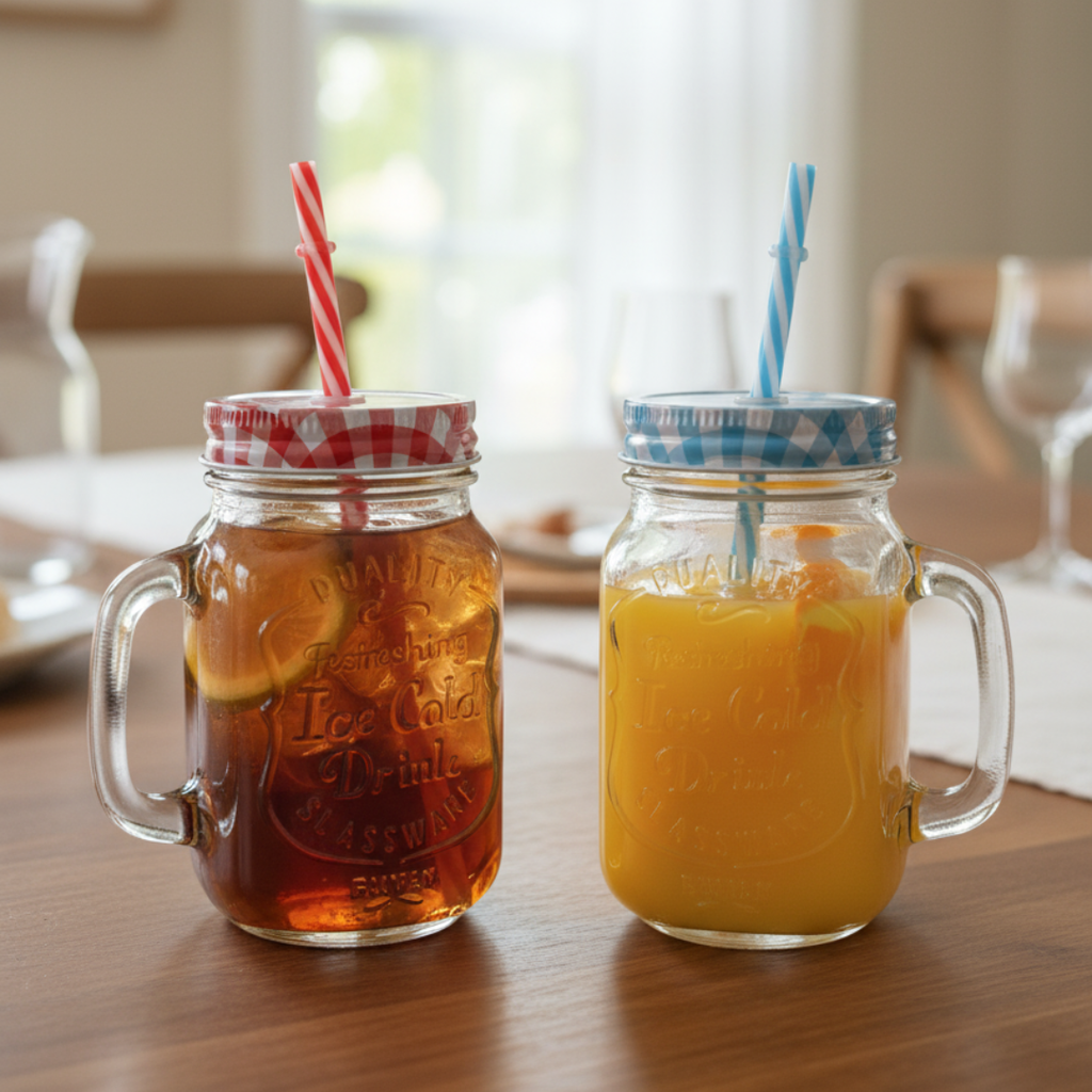 Mason Jar Set with Straw 2pc