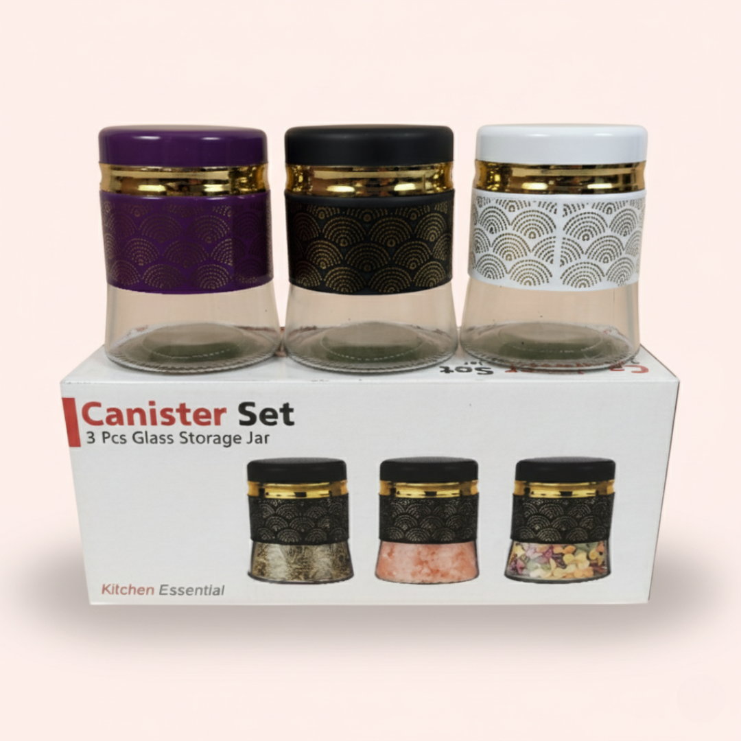 Cannister Glass Storage Jar 3pc