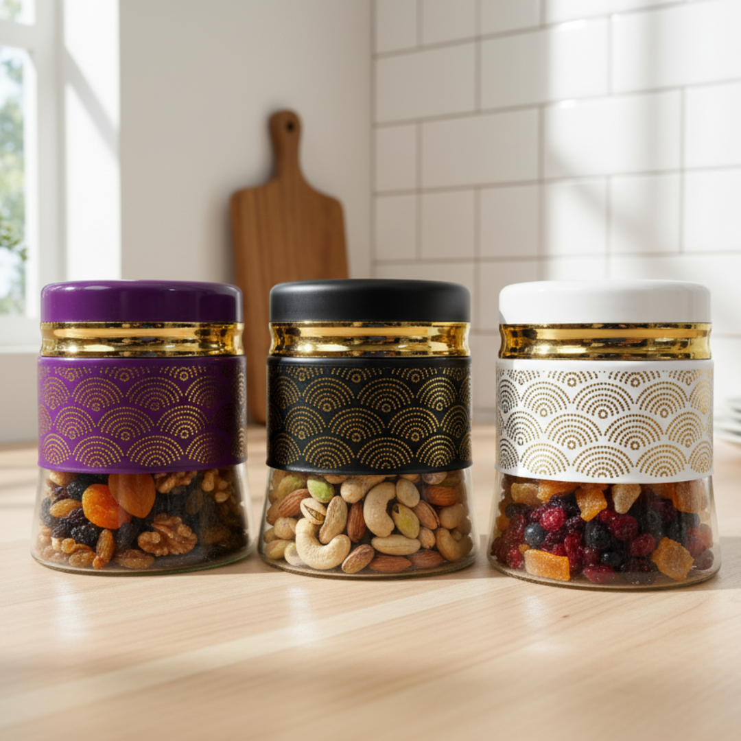 Cannister Glass Storage Jar 3pc