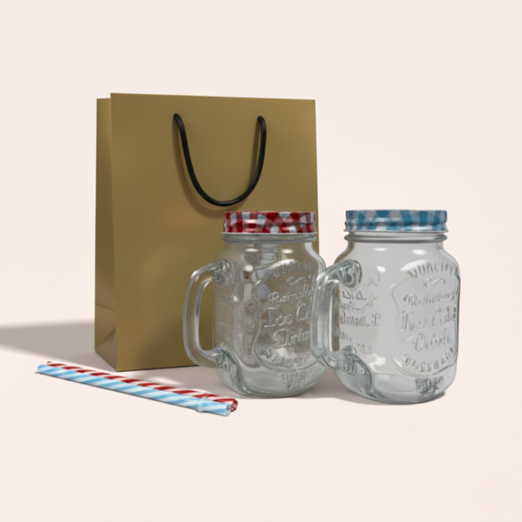 Mason Jar Set with Straw 2pc